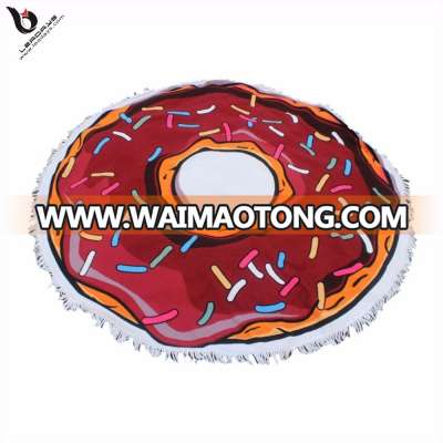 High Quality 100% Microfiber Large Thick Round Donut Beach Towel for Travel