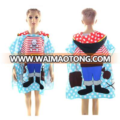 Wholesale Microfiber Children Soft Poncho Hooded Beach Towels For Kids